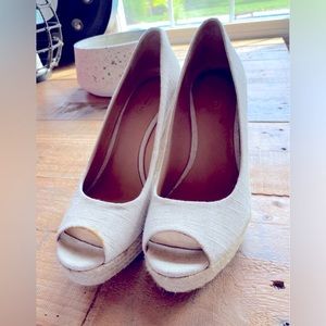 Coach Milan Espadrilles Wedges | Signature logo linen Peep Toe Sandals 8